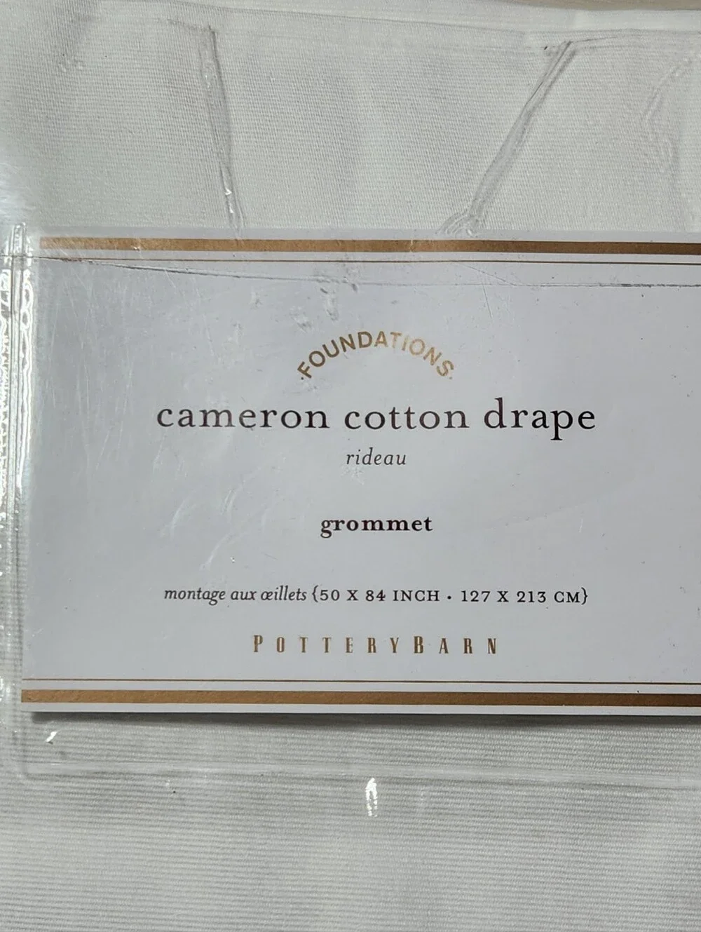 Pottery Barn Cameron Cotton Grommet Curtain Panel White 50x84 NIP New
